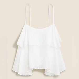 J. Crew White Layered Ruffle Spaghetti-Strap Camisole